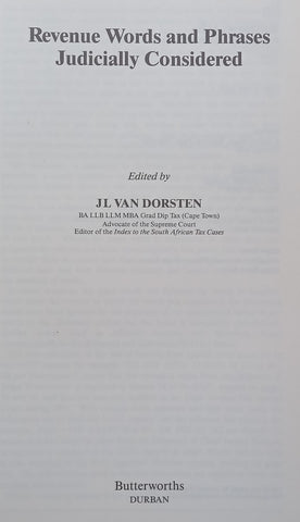 Revenue Words and Phrases Judicially Considered | JL van Dorsten