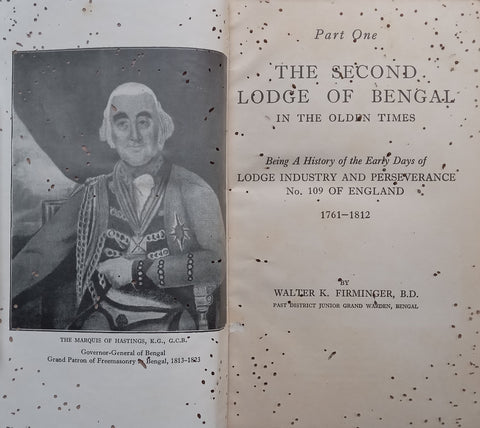 The Second Lodge of Bengal In the Olden Times (Please see Description) | Walter K. Firminger