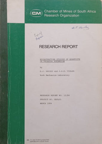 Microfracture Studies of Quartzite in Triaxial Extension | D. J. Briggs & J. D. S. Vieler