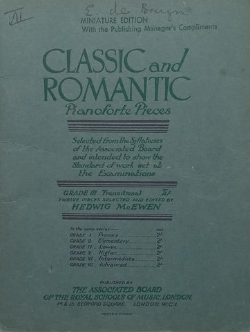 Classic and Romantic Pianoforte Pieces (Miniature Score) | Hedwig McEwan (Ed.)