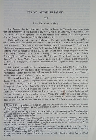 Der Sog. Artikel Im Zaramo. (Ethnological and Linguistic Studies in Honour of N.J. Van Warmelo. Essays Contributed on the occasion of his Sixty-Fifth Birthday 28 January 1969) | Ernst Dammann
