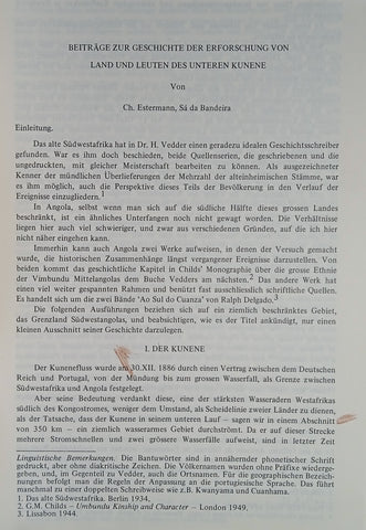 Beitrage Zur Geschichte Der Erforschung Von Land Und Leuten Des Unteren Kunene. | Ch. Estermann