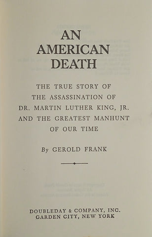 An American Death: The True Story of the Assassination of Dr. Martin Luther King, Jr. | Gerold Frank