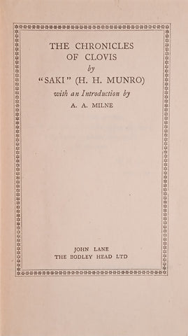The Chronicles of Clovis | Saki [H.H. Munro]