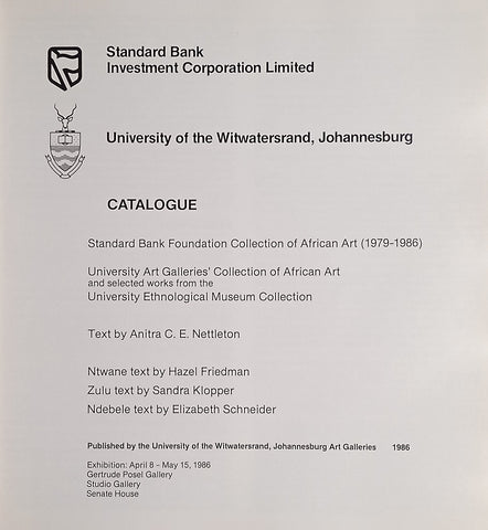 Catalogue: Standard Bank Foundation Collection of African Art (1979-1986)