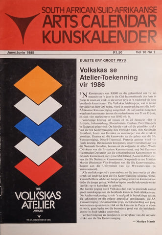 S.A. Kunskalender/S.A. Arts Calendar Vol. 10 No. 1 June/Junie 1985 [Afrikaans/English]