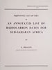 Supplementary List and Index to An Annotated List of Radiocarbon Dates for Sub-Saharan Africa | J. Deacon