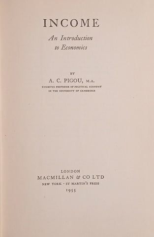 Income: An Introduction to Economics | A.C. Pigou
