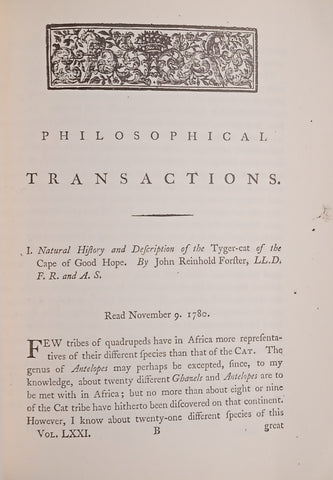 Natural History and Description of the Tyger-Cat of the Cape of Good Hope | Johann Reinhold Forster