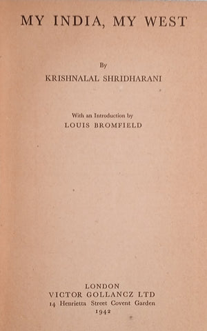 My India, My West | Krishnalal Shridharani