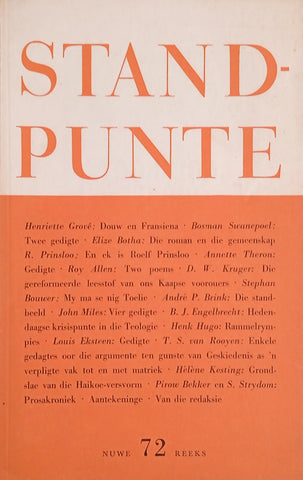 Standpunte 72 Jaargang XX, No.6 Augustus 1967 [Afrikaans/English]