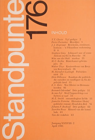 Standpunte 176 Jaargang XXXVIII, No. 2 April 1985 [Afrikaans/English]