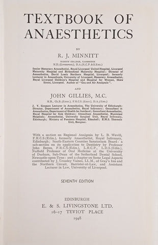 Textbook of Anaesthetics | R.J. Minnitt and John Gillies