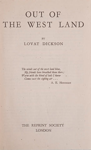 Out of the West Land | Lovat Dickson