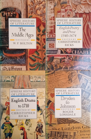 Sphere History of Literature Volume 1-4, [Incomplete Set] The Middle Ages, English Poetry and Prose 1540-1674, English Drama to 1710, Dryden to Johnson | W.F. Bolton, Christopher Ricks, Roger Lonsdale (eds.)