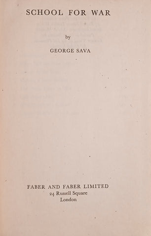 School for War | George Sava