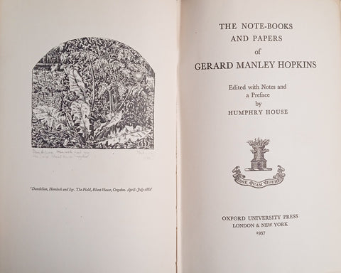 The Note-Books and Papers of Gerard Manley Hopkins [Copy belonged to SA Artist Maud Sumner] | Humphry House (ed.)