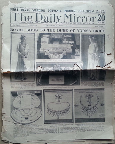 The Daily Mirror, 23 April, 1923 (Royal Gifts to the Duke of York's Bride/Royal Wedding)