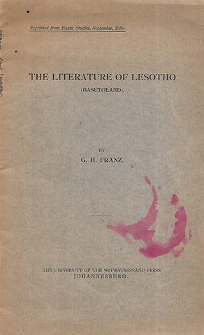 The Literature of Lesotho (Basutoland) | G. H. Franz
