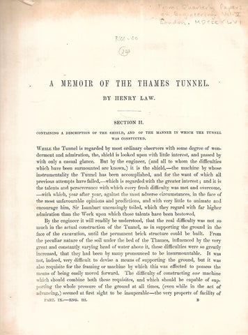 A Memoir of the Thames Tunnel | Henry Law