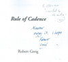 Rule of Cadence (Inscribed by Author) | Robert Greig