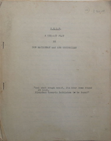 H.E.L.P. A One-Act Play (Scarce) | Don Maclennan & Ann Oosthuizen