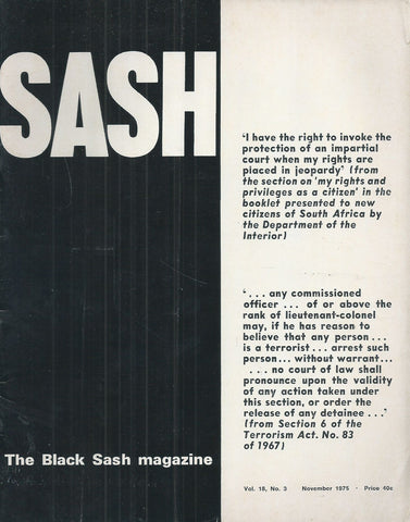 The Black Sash Magazine (Vol. 18, No. 3, Nov. 1975)