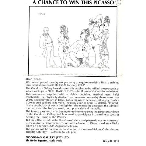 A Chance to Win this Picasso (Promotional Cardboard Sheet)