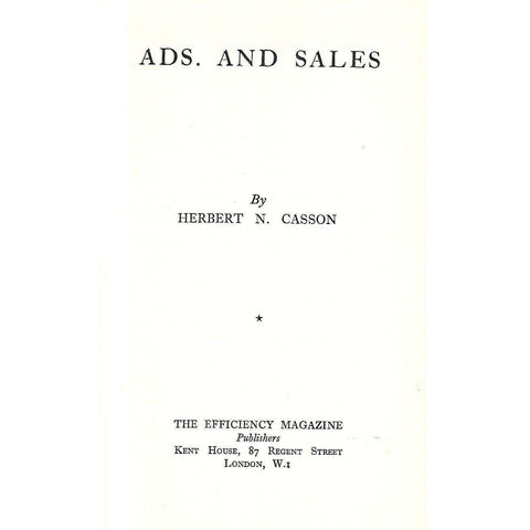 Ads. and Sales | Herbert N. Casson