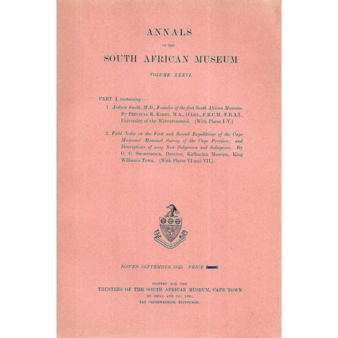 Annals of the South African Museum (Vol. 36) Andrew Smith, Notes on The Cape Museum's Mammal Survey and Descriptions of New Subgenera and Subspecies