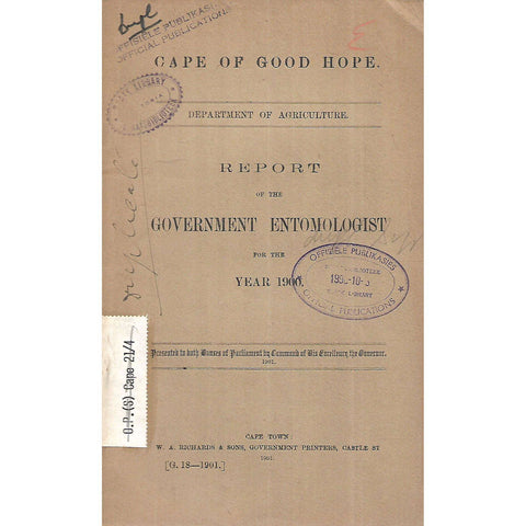 Cape of Good Hope Report of the Government Entomologist for the Year 1900