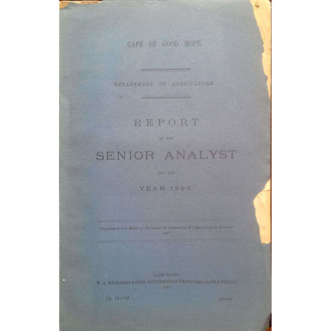 Cape of Good Hope Report of the Senior Analyst for the Year 1896
