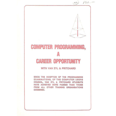 Computer Programming, A Career Oppertunity with Van Zyl & Pritchard (Pamphlet)
