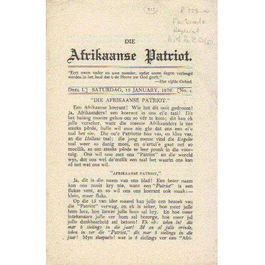 Bookdealers:Die Afrikaanse Patriot: Afrikaans Edition (Facsimile Reprint)