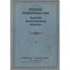 Bookdealers:Dodge Passenger Car Master Maintenance Manual (Post c.1935 Publication)