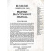 Bookdealers:Dodge Passenger Car Master Maintenance Manual (Post c.1935 Publication)