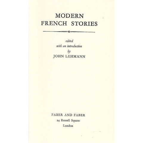 Modern French Stories | John Lehmann (Ed.)