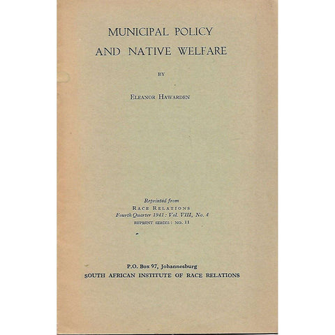 Municipal Policy and Native Welfare | Eleanor Hawarden