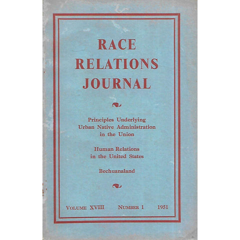 Race Relations Journal (Vol. 18, No. 1, 1951)