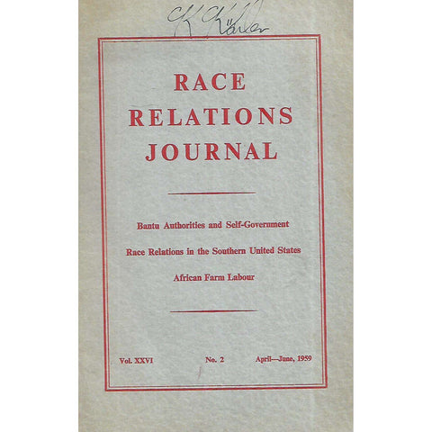 Race Relations Journal (Vol. 26, No. 2, April-June, 1959)