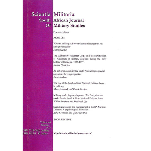 Scientia Militaria: South African Journal of Military Studies (Vol. 40, No. 1, 2012)