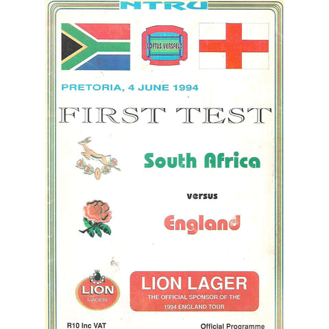 South Africa vs England (Official Programme, 4 June 1994)