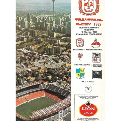 Transvaal Rugby, Inaugural Programme for the Ellis Park Stadium, 15 May 1982