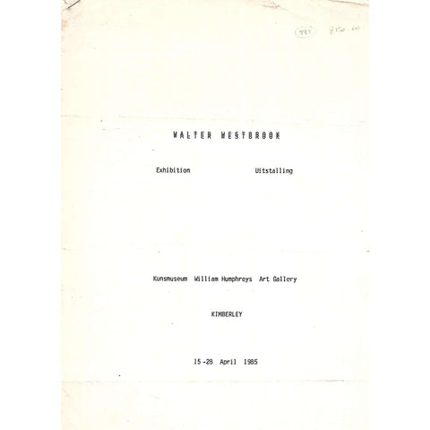 Walter Westbrook: Exhibition/Uitstalling (Catalogue)